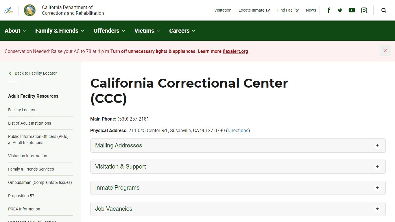 California Correctional Center (CCC) - California Department of ...